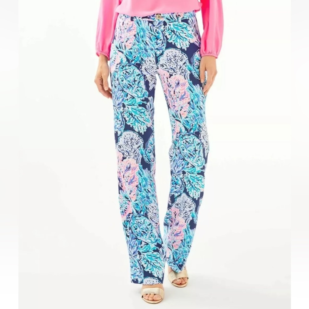 LILLY PULITZER MALORIE WIDE LEGS FLORAL PARTY IN PARADIES PANTS SIZE 8